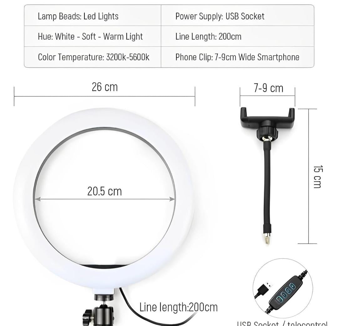 Led Ring Light With Metal Tripod Stand & Mobile Holder -Multicolour Lightning