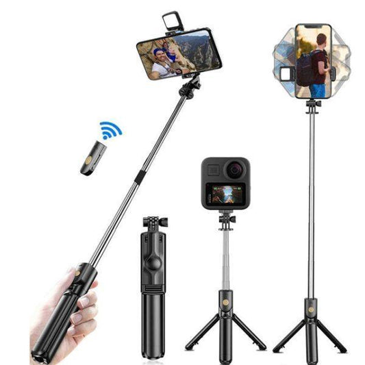 4 in 1 Selfie Stick Tripod With Light & Bluetooth & Extendable 70cm Mobile Holder
