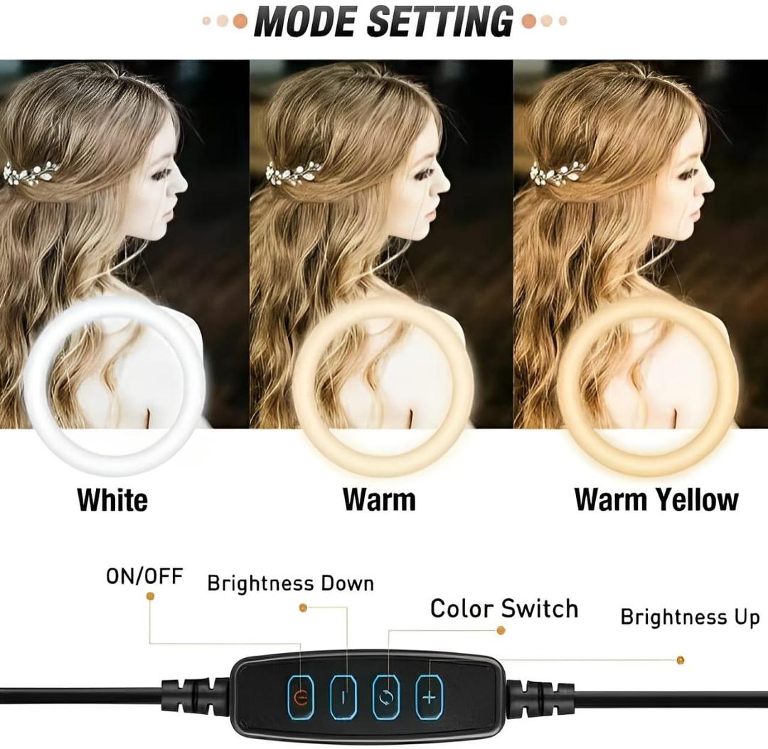 Led Ring Light With Metal Tripod Stand & Mobile Holder -Multicolour Lightning