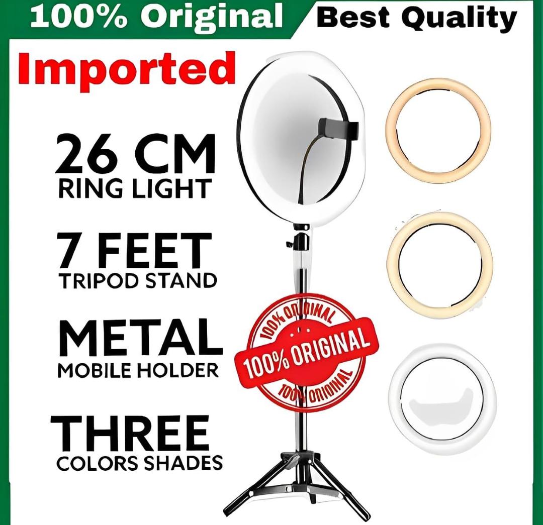 Led Ring Light With Metal Tripod Stand & Mobile Holder -Multicolour Lightning